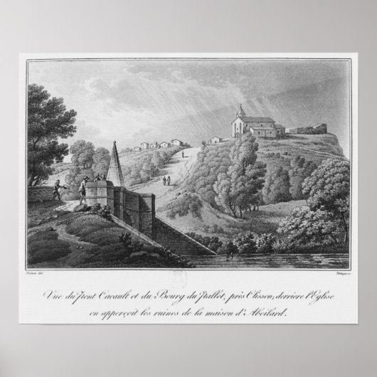 Uitzicht van de brug van Cacault en dorp Poster (Voorkant)