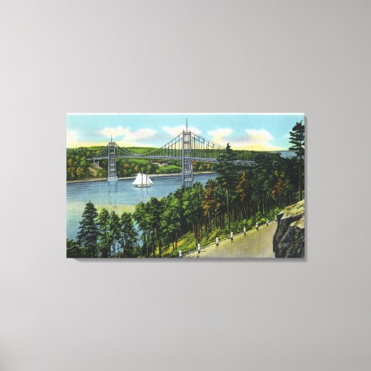 Uitzicht van de brug Waldo-Hancock Canvas Afdruk (Voorkant)