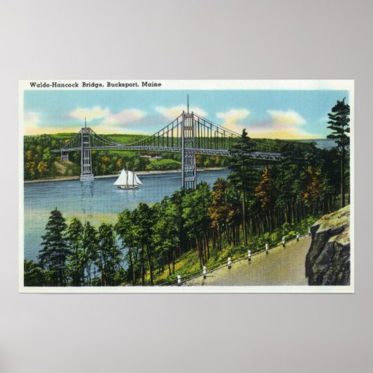 Uitzicht van de brug Waldo-Hancock Poster (Voorkant)