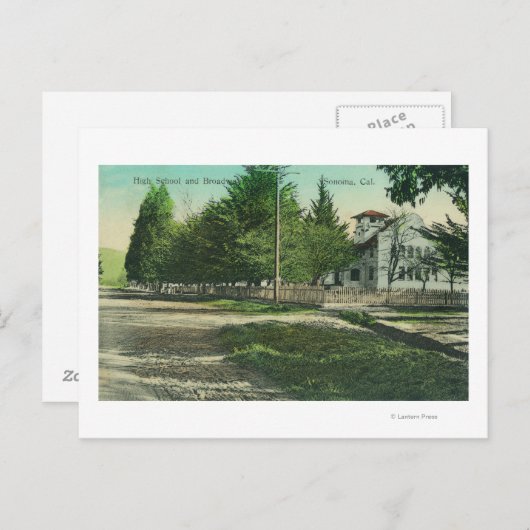 Uitzicht van de buitenkant van de middelbare schoo briefkaart (Voorkant / Achterkant)