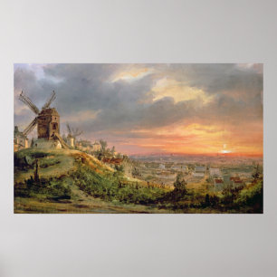 Uitzicht van de Butte Montmartre, c.1830 Poster
