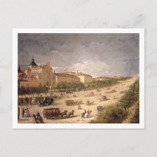 Uitzicht van de Calle de Alcala, Madrid (olie op h Briefkaart (Voorkant)