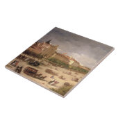 Uitzicht van de Calle de Alcala, Madrid (olie op h Tegeltje (Zijkant)