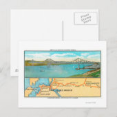 Uitzicht van de Carquinez-brug en -kaart Briefkaart (Voorkant / Achterkant)