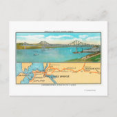 Uitzicht van de Carquinez-brug en -kaart Briefkaart (Voorkant)