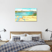 Uitzicht van de Carquinez-brug en -kaart Canvas Afdruk (Insitu (Slaapkamer))