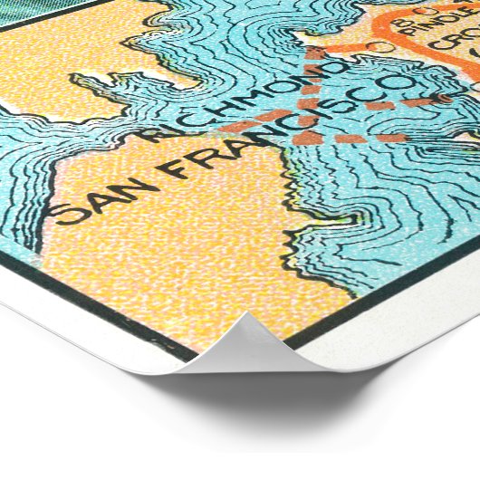 Uitzicht van de Carquinez-brug en -kaart Poster (Hoek)