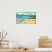 Uitzicht van de Carquinez-brug en -kaart Poster (Keuken)
