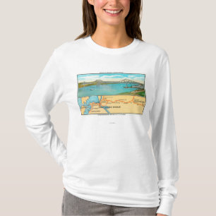 Uitzicht van de Carquinez-brug en -kaart T-shirt