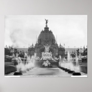 Uitzicht van de Centrale Dom en de fontein Poster