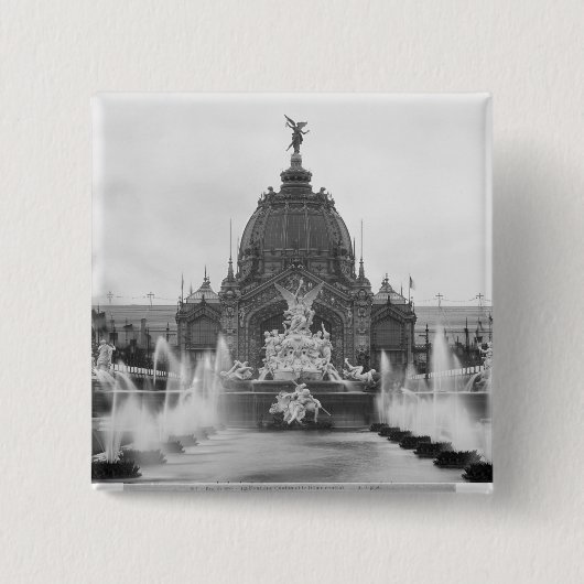 Uitzicht van de Centrale Dom en de fontein Vierkante Button 5,1 Cm (Voorkant)