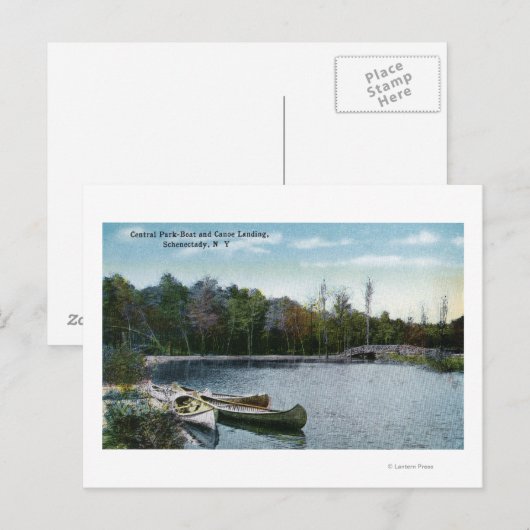 Uitzicht van de centrale parkhaven van Boat en Can Briefkaart (Voorkant / Achterkant)