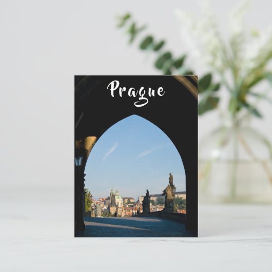 Uitzicht van de Charles-brug in Praag Briefkaart (Staand voorkant)