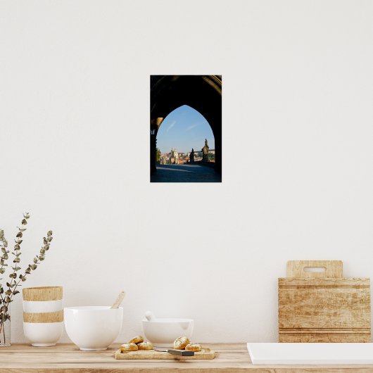Uitzicht van de Charles-brug in Praag Poster (Keuken)