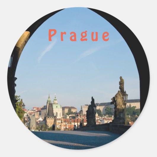 Uitzicht van de Charles-brug in Praag Ronde Sticker (Voorkant)