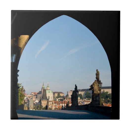 Uitzicht van de Charles-brug in Praag Tegeltje (Voorkant)