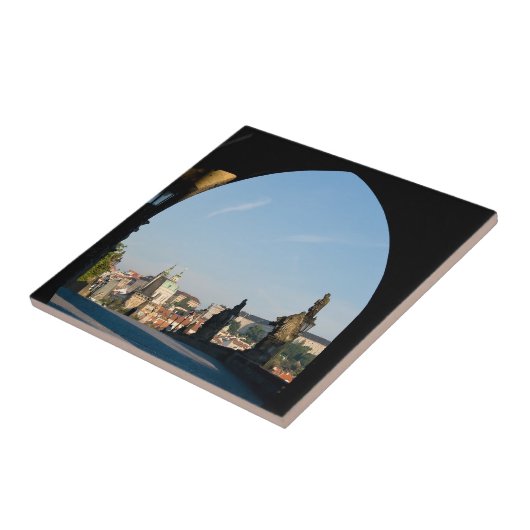 Uitzicht van de Charles-brug in Praag Tegeltje (Zijkant)