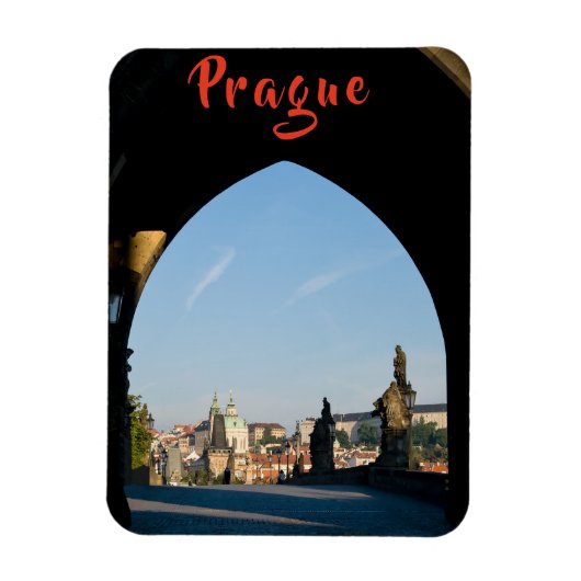 Uitzicht van de Charles-brug in Praag - Tsjechisch Magneet (Verticaal)
