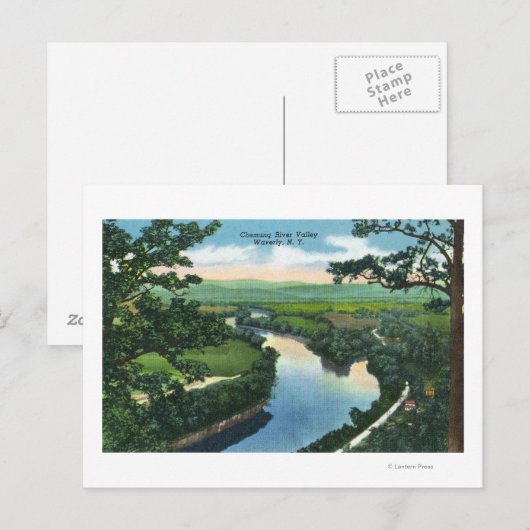 Uitzicht van de Chemung River Valley Briefkaart (Voorkant / Achterkant)