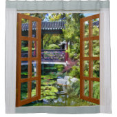 Uitzicht van de Chinese tuin Douchegordijn (Voorkant)