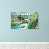 Uitzicht van de cirkelschommelingen en de Chutes Canvas Afdruk (Insitu (Houten vloer))