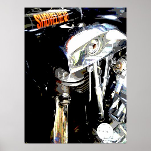 Uitzicht van de Classic Shovelhead Harley Motor Poster (Voorkant)