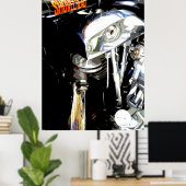 Uitzicht van de Classic Shovelhead Harley Motor Poster (Thuiskantoor)