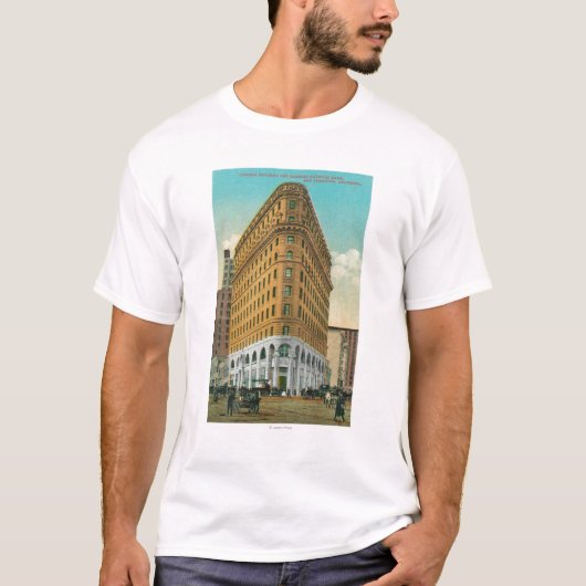 Uitzicht van de Crocker Bldg en Crocker Nat'l T-shirt (Voorkant)