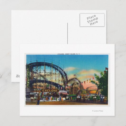Uitzicht van de Cyclone-achtbaan # 1 Briefkaart (Voorkant / Achterkant)