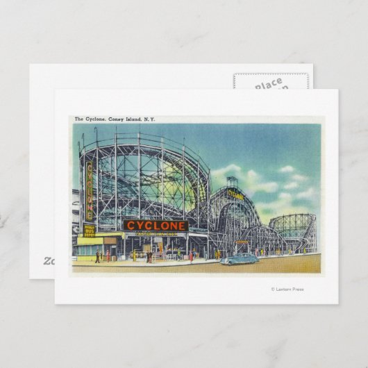 Uitzicht van de Cyclone-achtbaan # 2 Briefkaart (Voorkant / Achterkant)