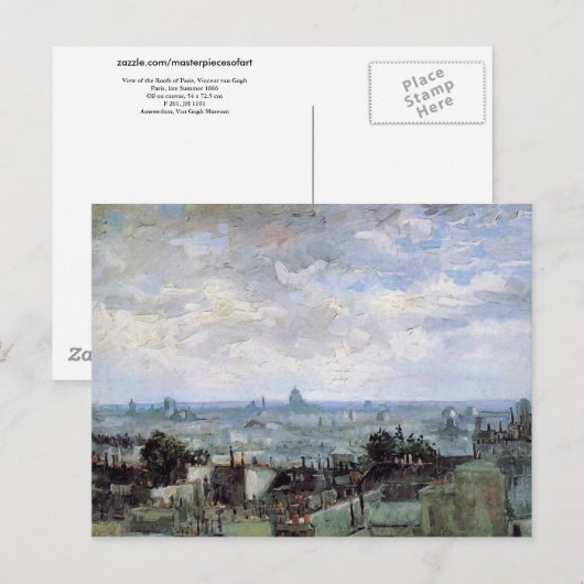 Uitzicht van de daken van Paris Van Gogh Fine Art Briefkaart (Voorkant / Achterkant)