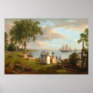 Uitzicht van de Delaware, Thomas Birch Fine Art Po Poster