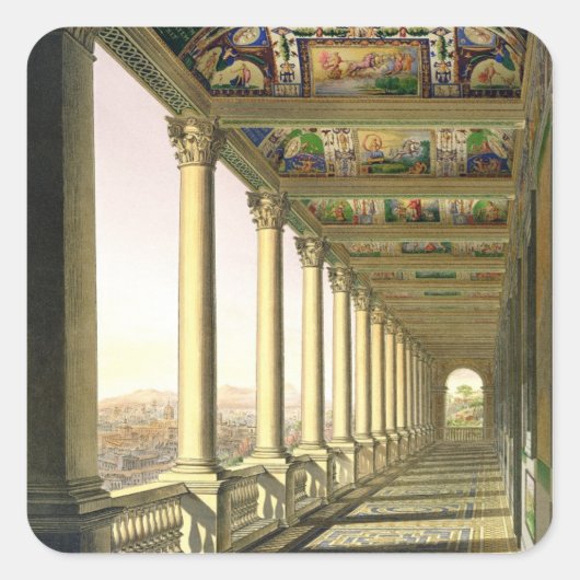 Uitzicht van de derde verdieping Loggia in het Vat Vierkante Sticker (Voorkant)