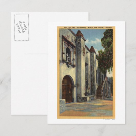 Uitzicht van de deuren en trappen van de missie briefkaart (Voorkant / Achterkant)