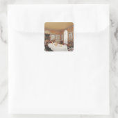 Uitzicht van de eetkamer vierkante sticker (Tas)