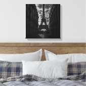 Uitzicht van de Eiffeltoren in het monochroom Pari Canvas Afdruk (Insitu (Slaapkamer))