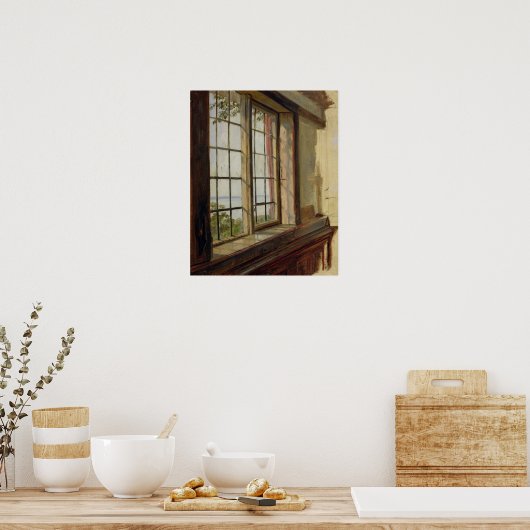 Uitzicht van de Elbe door een raam, 1838 Poster (Keuken)