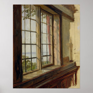 Uitzicht van de Elbe door een raam, 1838 Poster