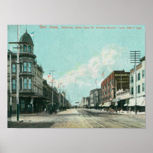 Uitzicht van de elektrische toren van Santa Clara  Poster