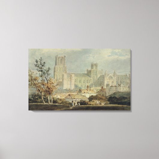 Uitzicht van de Ely Cathedraal (potlood & m/c op p Canvas Afdruk (Voorkant)