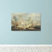 Uitzicht van de Ely Cathedraal (potlood & m/c op p Canvas Afdruk (Insitu (Houten vloer))