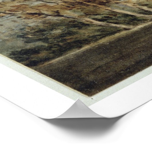 Uitzicht van de Ely Cathedraal (potlood & m/c op p Poster (Hoek)