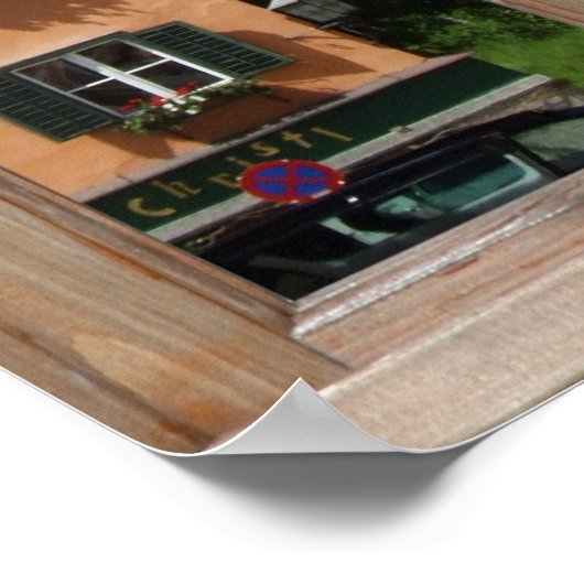 Uitzicht van de Europese stad vanuit een venster Poster (Hoek)