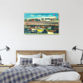 Uitzicht van de expositie viskweek canvas afdruk (Insitu (Slaapkamer))