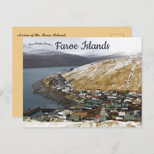 Uitzicht van de Faeröer Briefkaart (Voorkant / Achterkant)