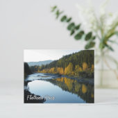 Uitzicht van de flathead met bergen en Herfst bome Briefkaart (Staand voorkant)