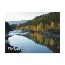 Uitzicht van de flathead met bergen en Herfst bome