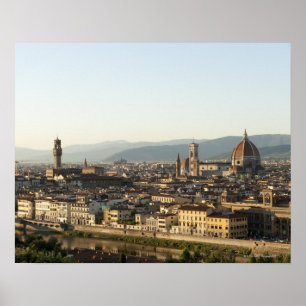 uitzicht van de florence met de rivier Arno, Duomo Poster