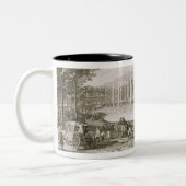 Uitzicht van de fontein Neptune, Versailles (engra Tweekleurige Koffiemok (Links)