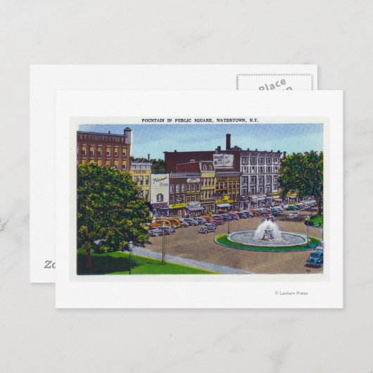 Uitzicht van de fontein van het Plein van het Publ Briefkaart (Voorkant / Achterkant)